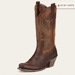 Ariat Lively Cowgirl Leather Western Cowboy Boot Women 7.5C Wide Sassy Brown Tan